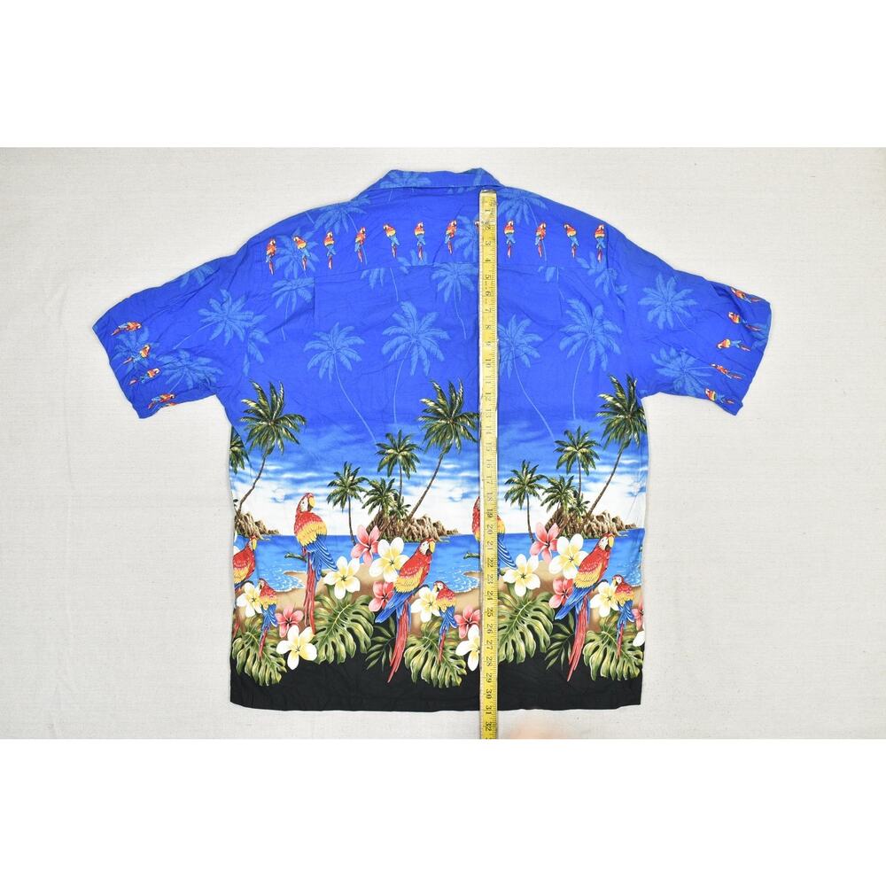 Pacific Legend Men's Regular Size M Blue Hawaiian Button Up Shirt - Picture 6 of 8